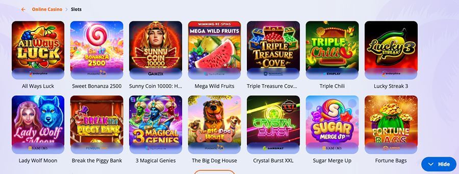 Vulkan Vegas har et variert utvalg av spilleautomater og andre casinospill