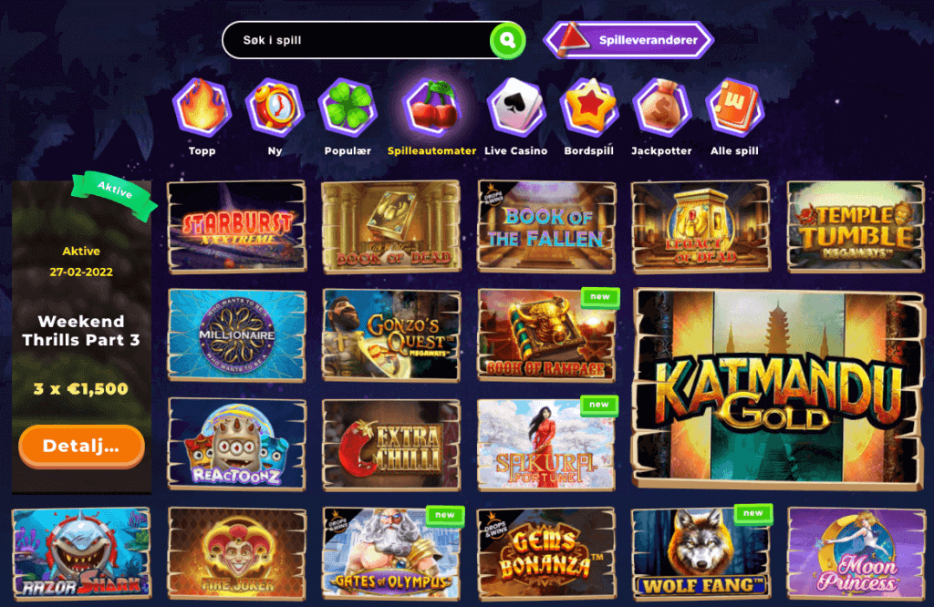 Spilleautomater hos nettcasinoet Wazamba