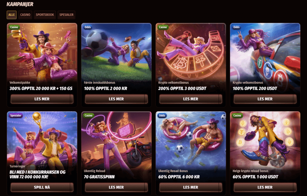 WestAce har en kampanjeside med flere tilbud