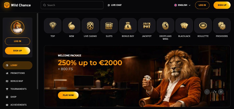 Wild Chance forside med bonus