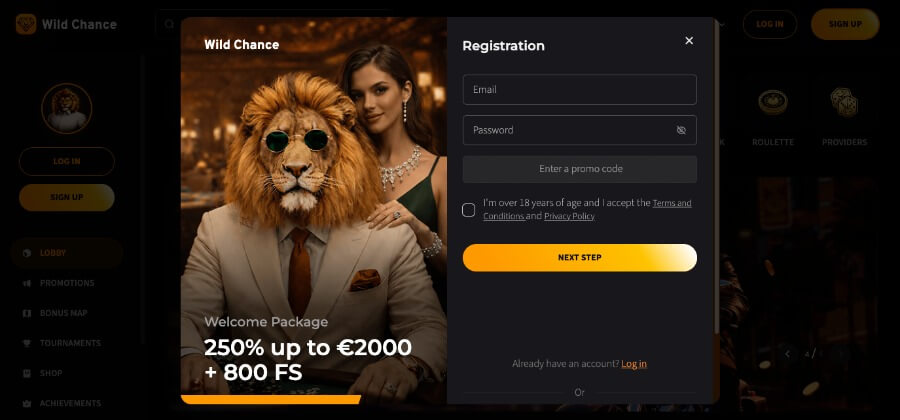 Wild Chance registreringsprosess