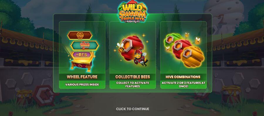 Introbilde på spilleautomaten Wild Swarm Triple Hive fra Push Gaming