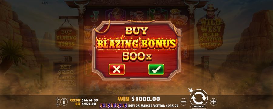 Wild West Gold Blazing Bounty Blazing Bonus