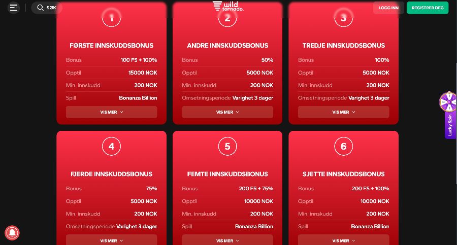 WildTornado - Velkomsttilbud