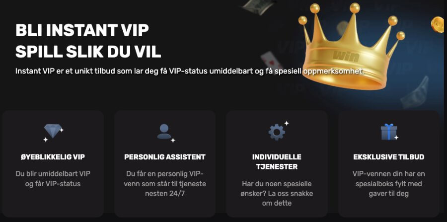 Hos Win.city har du sjansen til å bli en del av VIP-programmet umiddelbart