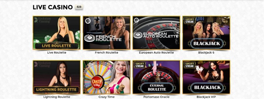 WinUnique har et live casino med bordspill og game show-spill