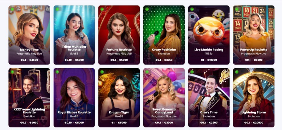 Winnerz har et live casino med klassiske bordspill og live game show-spill