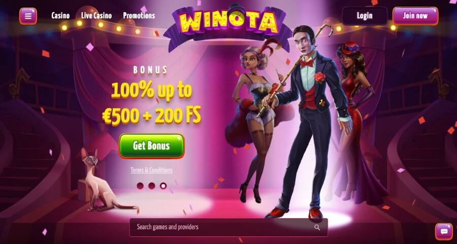 Winota forside med bonus