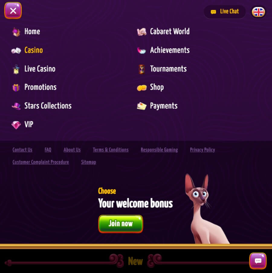Winota har et mobilcasino via nettleseren