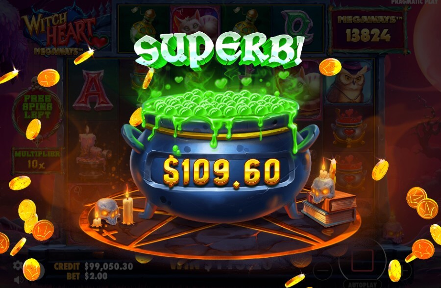 Storgevinst på spilleautomaten Witch Heart Megaways™