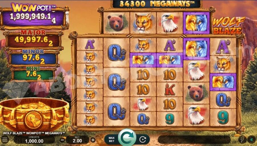 Spilleautomaten Wolf Blaze WOWPOT Megaways™ er spennende å spille på 17. mai