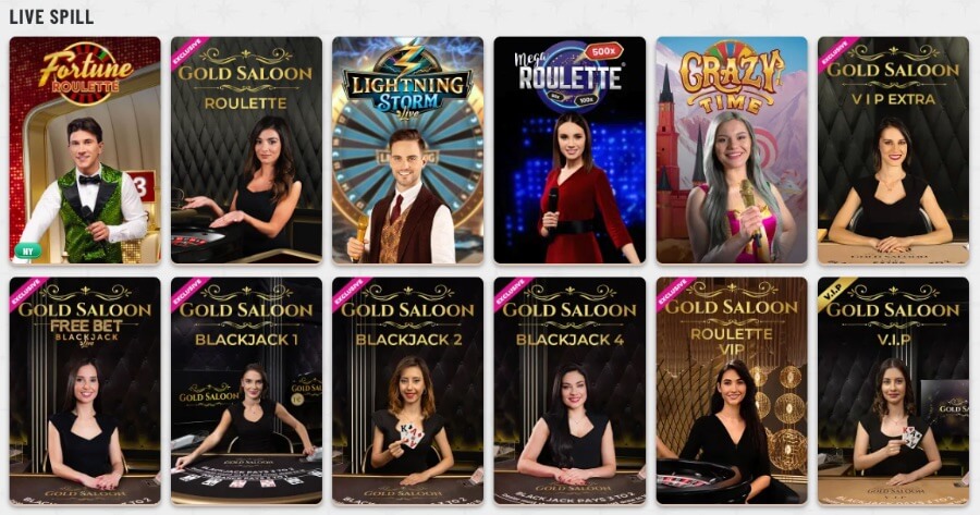 Wyns har et live casino med klassiske bordspill og live game show-spill