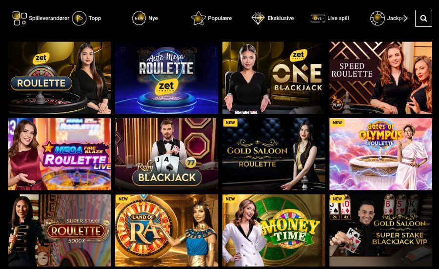 Zet Casino har et live casino med klassiske bordspill og live game show-spill