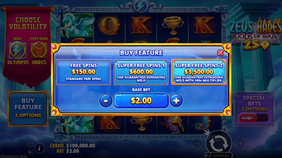 Zeus vs Hades - Gods of War 250 bonus buy-funksjon