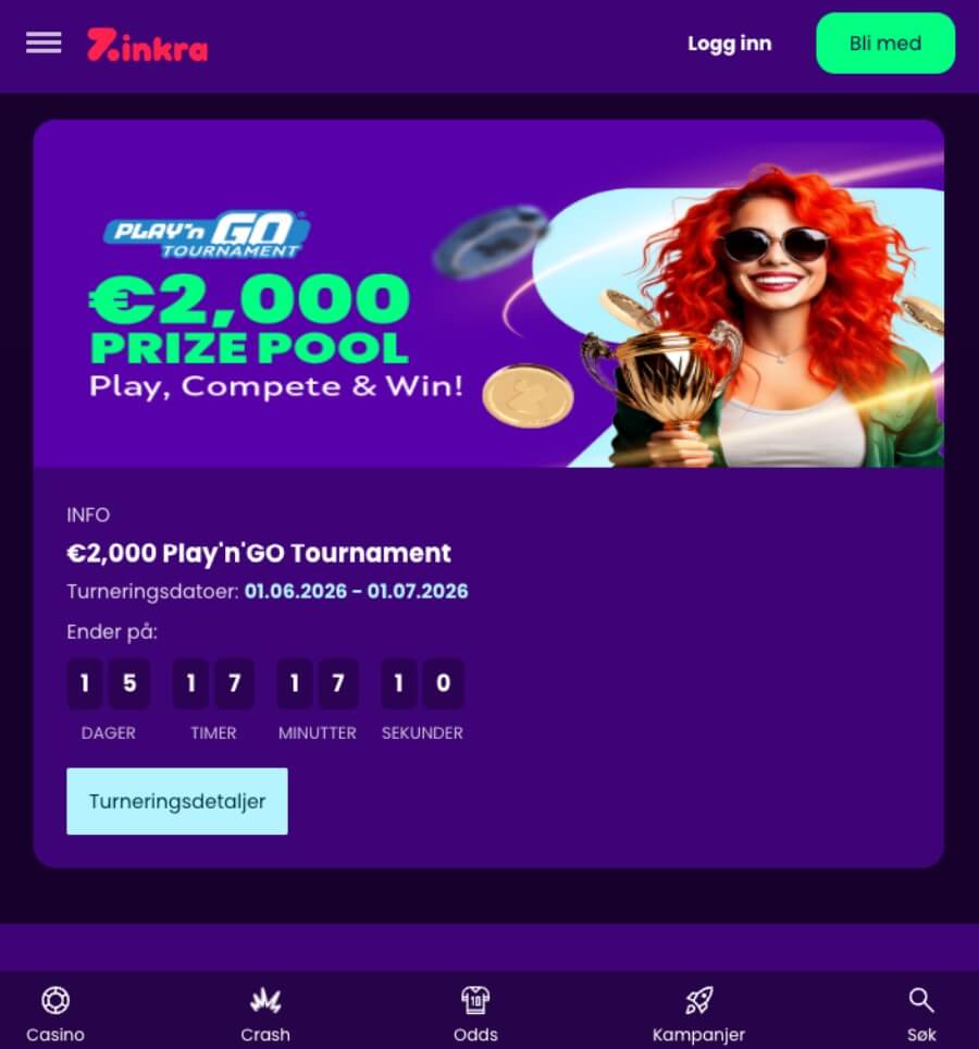 Zinkra har et mobilcasino som kan brukes via nettleseren
