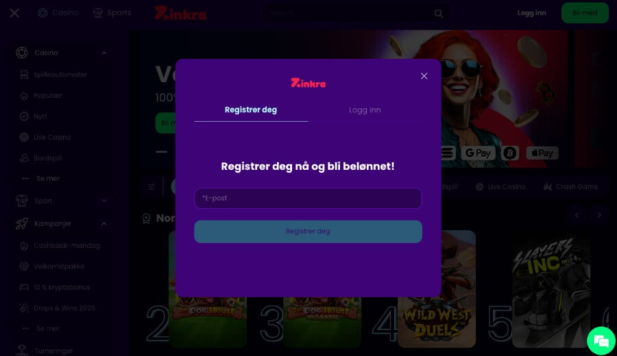 Zinkra registreringsprosess