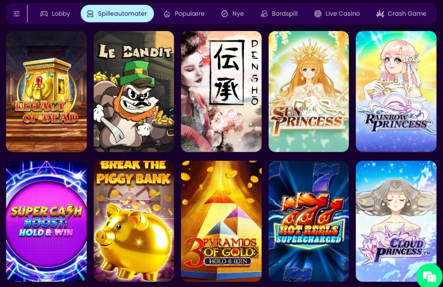 Zinkra har et variert utvalg av spilleautomater og andre casinospill