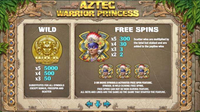 Aztec Warrior Princess free spins