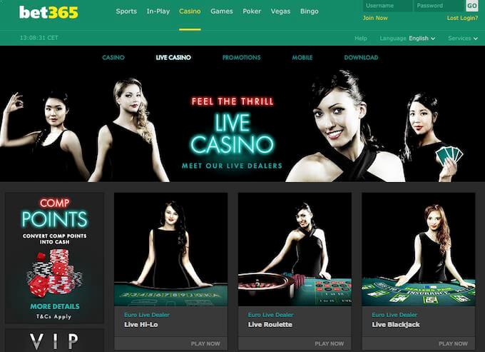 bet365 har et godt utvalg av bordspill i sitt live casino bet365 live casino