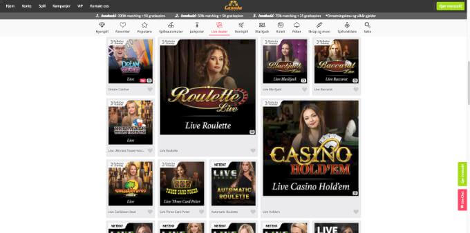 Live casino hos nettcasinoet Casimba Casimba live casino