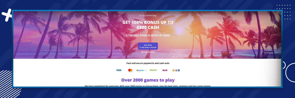 Forsiden til Casino Days Casino Days forside
