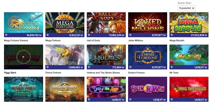 CasinoEuro har spilleautomater med progressive jackpotter CasinoEuro jackpotspill