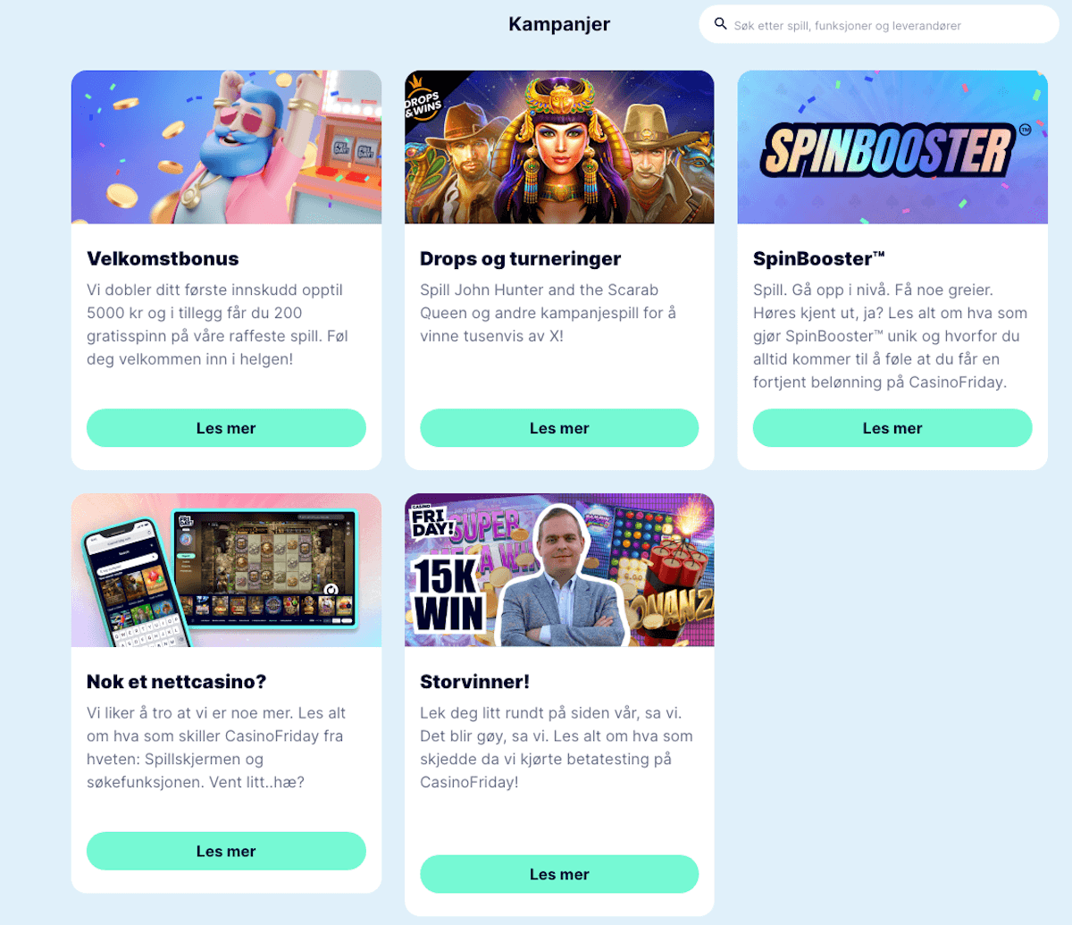 Tilbud og kampanjer hos CasinoFriday CasinoFriday tilbud