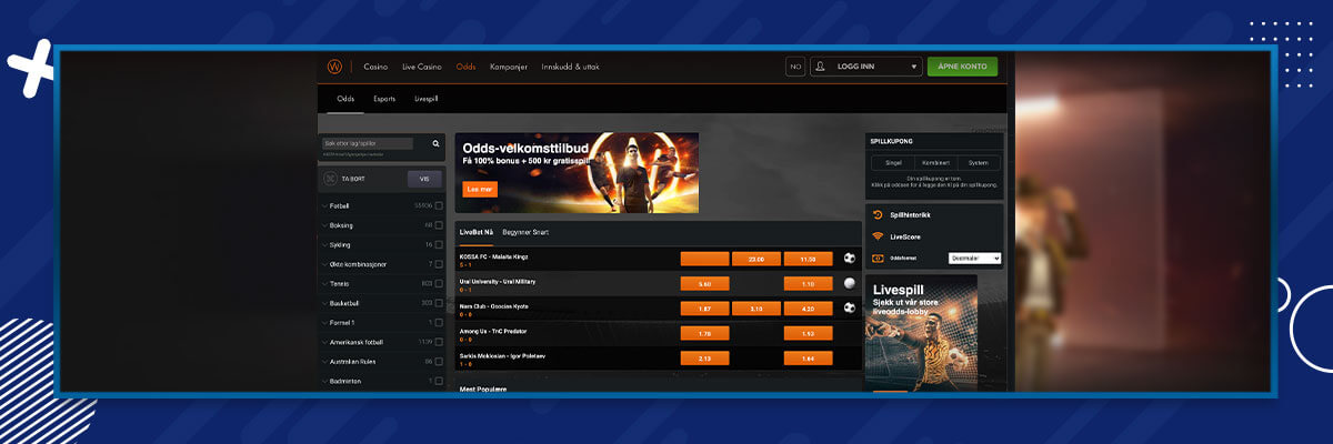 Oddsside hos Casino Winner Casino Winner oddsside