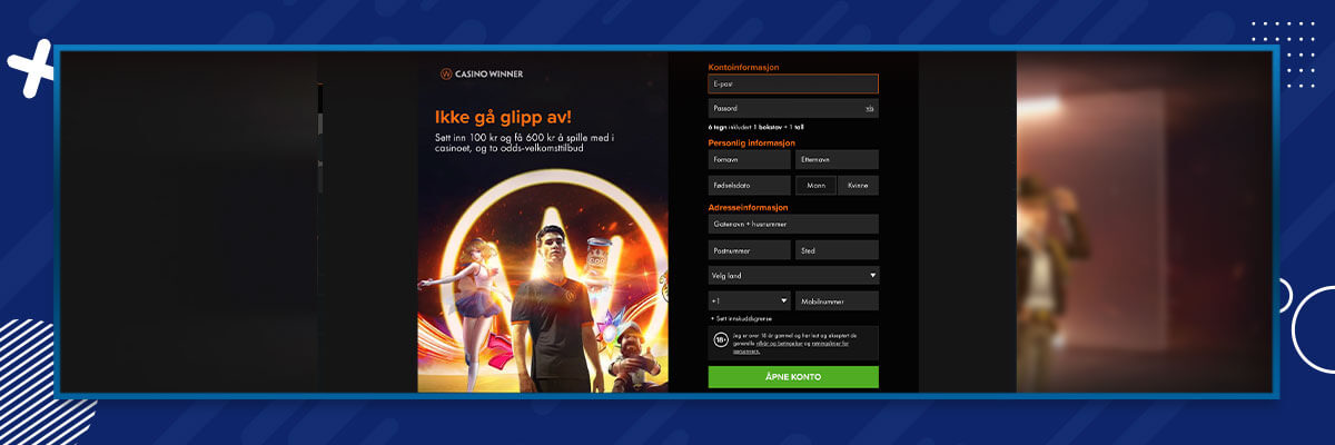 Registrering hos Casino Winner Casino Winner registrering