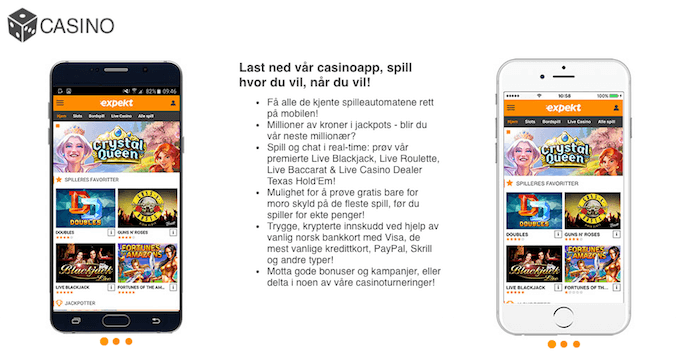 Expekt har også et mobilcasino