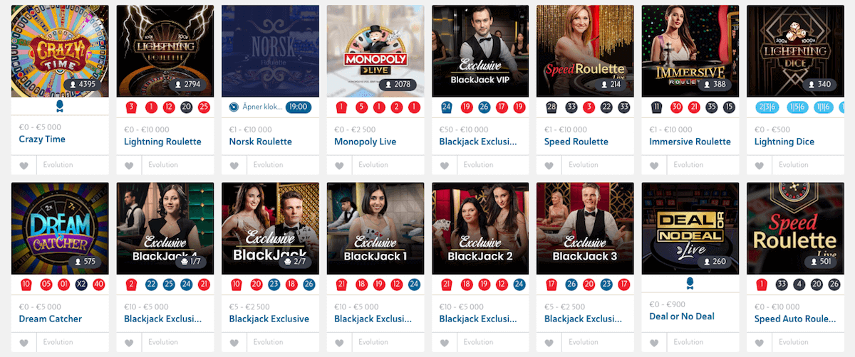 Live Casino hos nettcasinoet Folkeriket Folkeriket Live Casino