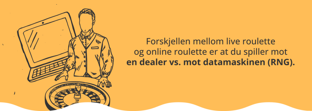 Live roulette er mot en virkelig dealer og online roulette er mot datamaskinen (RNG)