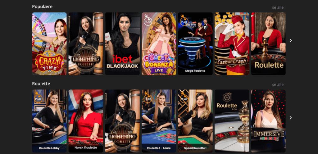 iBet Live Casino har det meste av bordspill og Game Shows