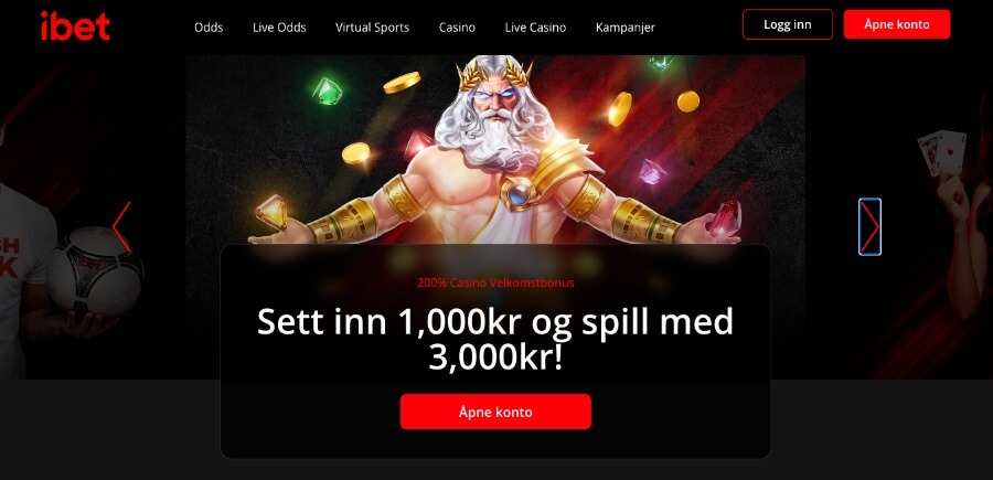 iBet forside med bonus