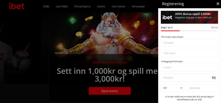 iBet registreringsprosess