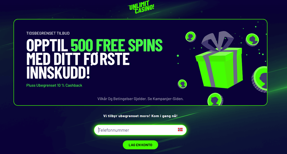 Unlimit Casino tilbyr en herlig velkomstbonus til nye spillere