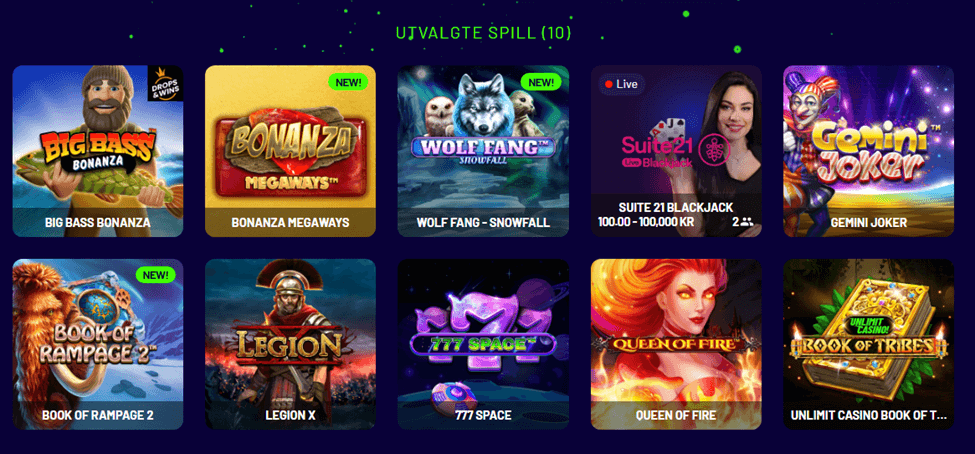 Unlimit Casino! har et godt utvalg av spilleautomater