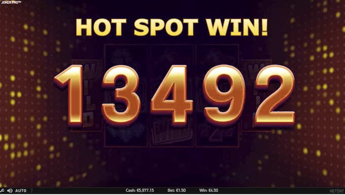 Hot Spot Win på spilleautomaten Joker Pro