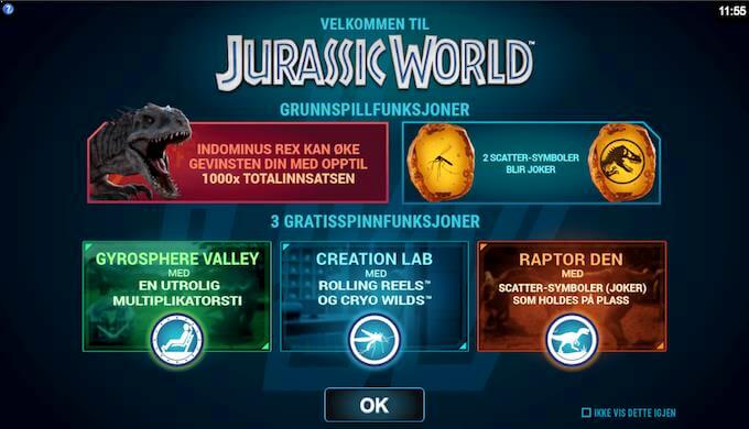 Jurassic World funksjoner og symboler