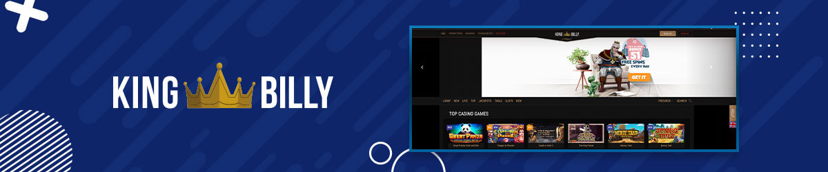 Forsiden til King Billy Casino King Billy Casino forside