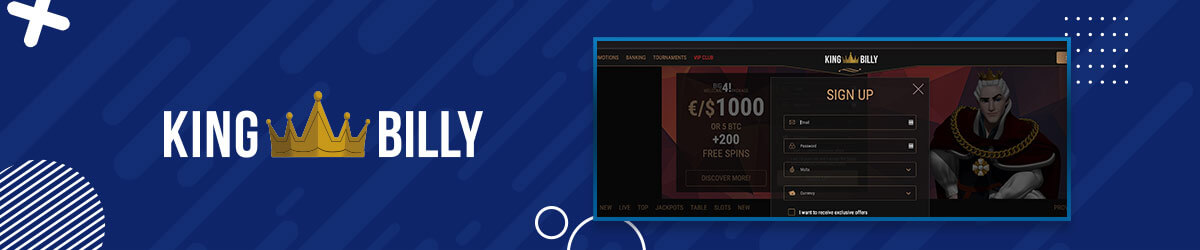 Registrering hos King Billy Casino King Billy Casino registrering