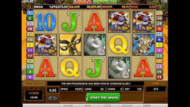 Mega Moolah free spins med scatter-symboler