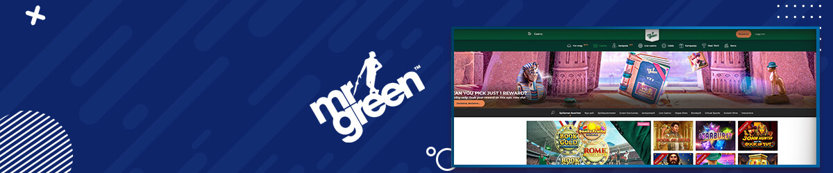 Forsiden til nettcasinoet Mr Green Mr Green forside