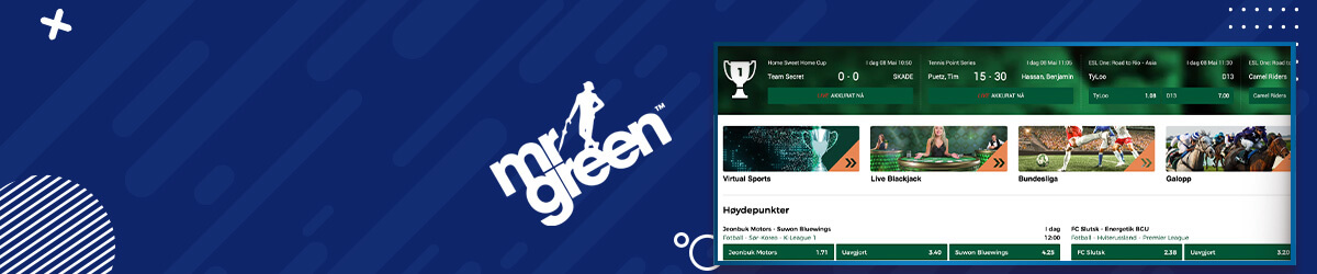 Mr Green har også odds og liveodds Mr Green odds og liveodds