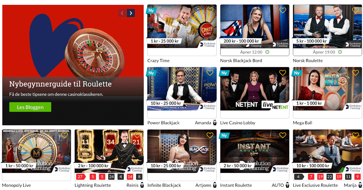 Live Casino hos NorgesAutomaten NorgesAutomaten - Live Casino