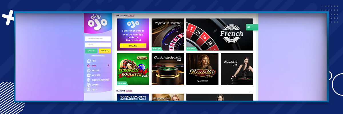 PlayOJO - Live Casino