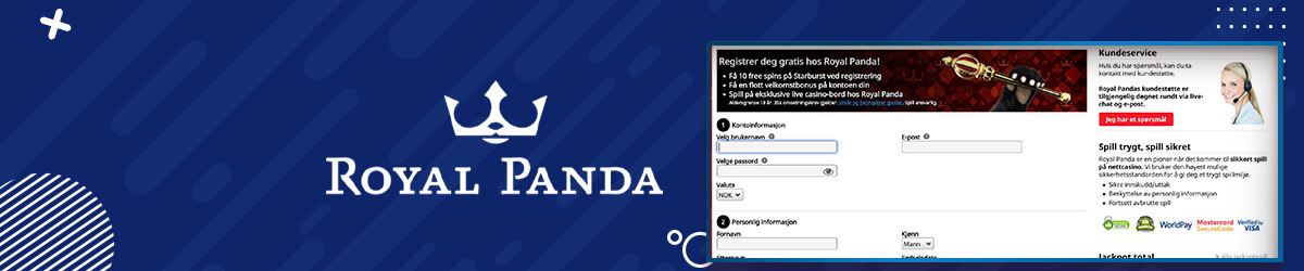 Registrering hos nettcasinoet Royal Panda Royal Panda registrering