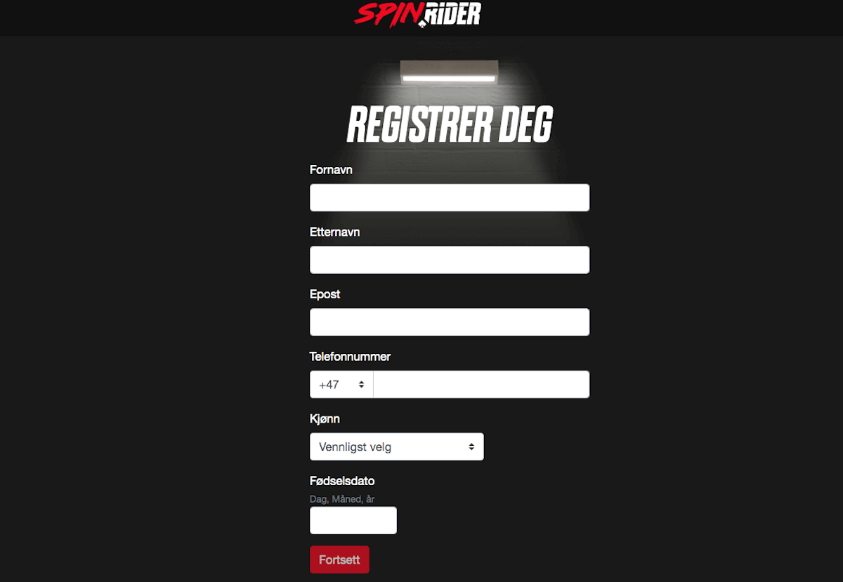 Spin Rider registrering