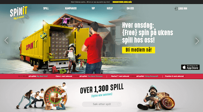 SPINiT Casino har et fargerikt design