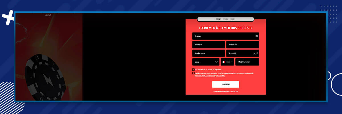 UltraCasino registrering